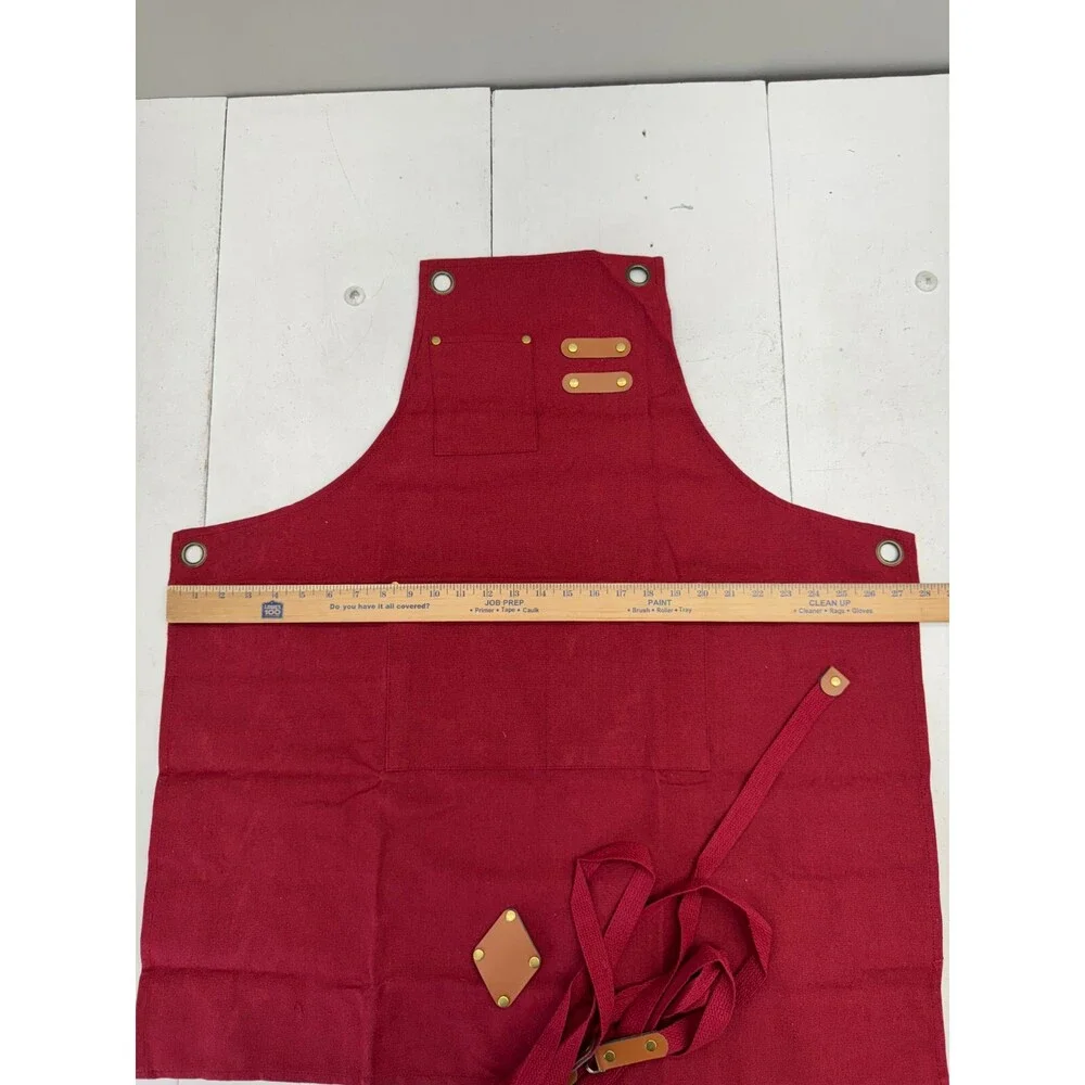 Fun Chaos Red Canvas Apron Cross Back Strap Unisex One Size